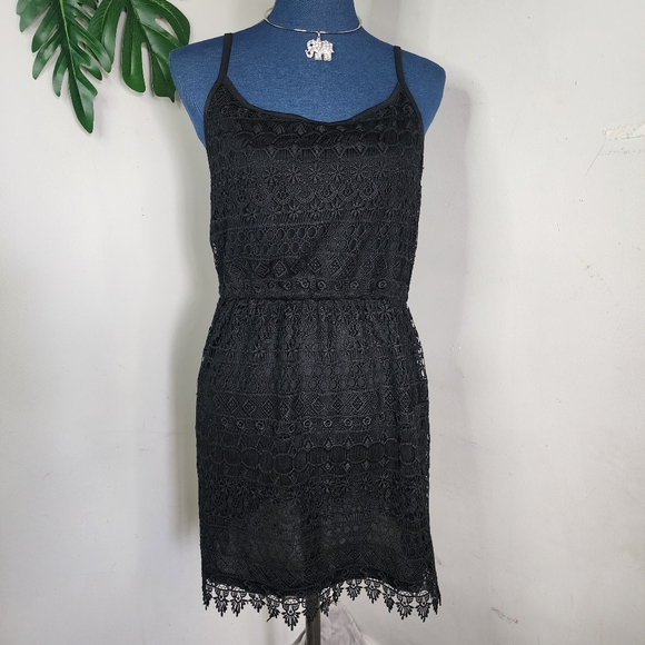 H&M Divided Black Lace Overlay Tank Dress - Picture 1 of 8